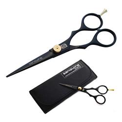 Sanguine Professional Hairdressing Scissors, 5.5 inch, 14 cm, Deep Black