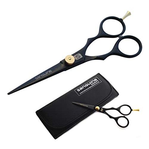 Sanguine Professional Hairdressing Scissors, 5.5 inch, 14 cm, Deep Black