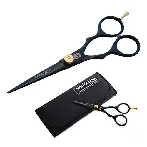 Sanguine Professional Hairdressing Scissors, 5.5 inch, 14 cm, Deep Black