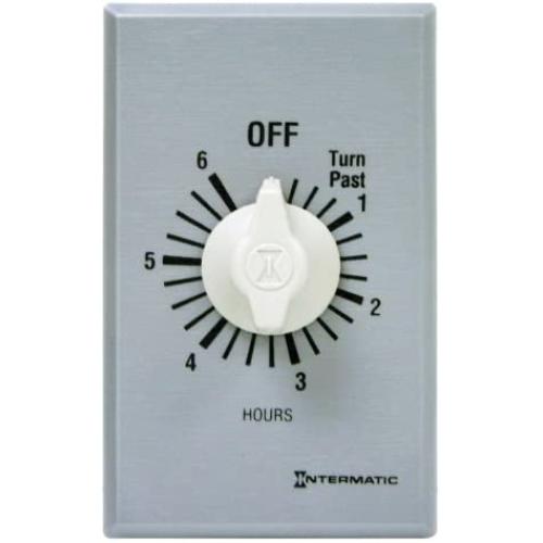 Intermatic FF36H 6-Hour Spring Loaded Wall Timer, Brushed Metal Finish