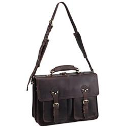 Polare 16 Full Grain Leather Briefcase Messenger Bag Laptop Satchel for Men