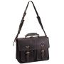 Polare 16 Full Grain Leather Briefcase Messenger Bag Laptop Satchel for Men