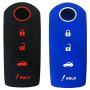 2Pcs Coolbestda Silicone Key Fob Cover Case Skin Jacket Remote Keyless Shell Protector for Mazda 3 6 CX-7 CX-9 MX-5 Miata 4 Buttons Black Blue