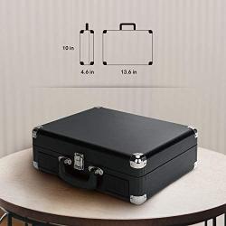 Byron Statics Vinyl Record Player, 3 Speed Turntable Bluetooth Record Player with 2 Built in Stereo Speakers, Replacement Needle, Supports RCA Line Out, AUX in, Portable Vintage Suitcase