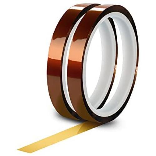 WIRESTER 2 Rolls 10mm X 30m (100ft) High Temperature Heat Resistant Tape Electronic Polyimide Tape for Masking, Soldering, Electrical, Heat Transfer Vinyl, 3D Printers