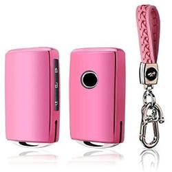 BOYUER Keyless Remote Control Smart Car Key Fob Cover Soft TPU Key Fob Case Key Chain For Mazda MAZDA3 2019 2020 CX-30 2019 2020 CX-5 2020 CX-8 2020 (PINK）