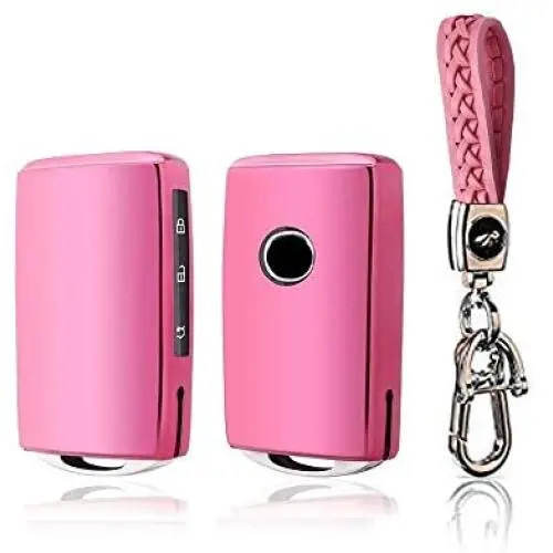 BOYUER Keyless Remote Control Smart Car Key Fob Cover Soft TPU Key Fob Case Key Chain For Mazda MAZDA3 2019 2020 CX-30 2019 2020 CX-5 2020 CX-8 2020 (PINK）