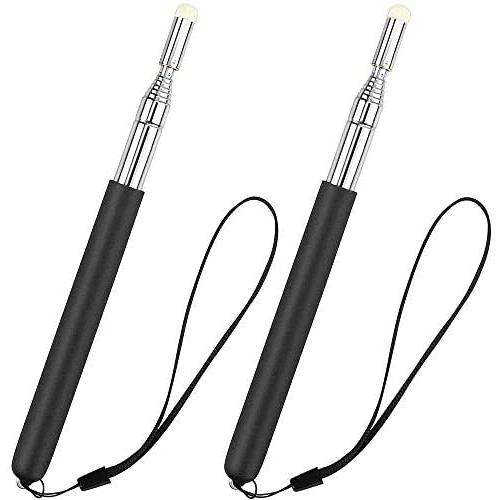 Telescopic Pointer Stick with Hand Lanyard, Teacher Pointer for Classroom, Presentation Pointers for teachers, Hand Pointer Extendable Pointer Stick Retractable Pointer Pen Whiteboard Pointer(2 Black)