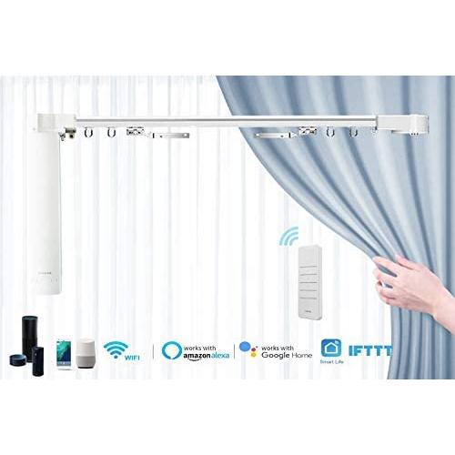 Surpass WiFi Electric Remote Control Drapery System,Curtain Motor with DIY Tracks, Compatible with Alexa, Google Home, Customizable Length (3~6m (118~236inch))