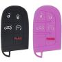 LemSa 2Pcs Silicone Keyless Entry Remote Car Smart Key Fob for Jeep Grand Cherokee Dodge Challenger Charger Dart Durango Journey Chrysler 300, 5 Buttons Black Purple