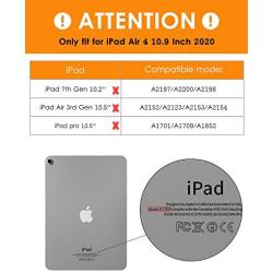 DTTO Case for iPad Air 4 2020, iPad 10.9 Case, Double-fold Folio Stand Shockproof TPU Back Cover with Built-in Apple Pencil Holder - Auto Wake/Sleep and Multiple Viewing Angles, Dark Black