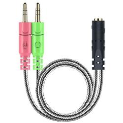 MillSO Headset Splitter 3.5mm for Computer CTIA Jack Headset Adapter Mic and Audio Headphone Splitter Cable with Separate Microphone and Headphone Connector for Gaming Headset to PC - 8inch/20CM Black