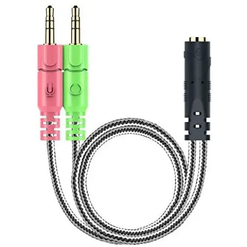 MillSO Headset Splitter 3.5mm for Computer CTIA Jack Headset Adapter Mic and Audio Headphone Splitter Cable with Separate Microphone and Headphone Connector for Gaming Headset to PC - 8inch/20CM Black
