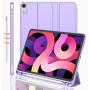 iMieet Case for New iPad Air 4th Generation 10.9 Inch 2020 with Pencil Holder [Support Touch ID and iPad 2nd Pencil Charging/Pair], Trifold Stand Smart Case with Soft TPU Back,(Clove Purple)