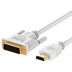 Rankie HDMI to DVI Cable, CL3 Rated High Speed Bi-Directional, 6 Feet, White