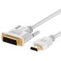Rankie HDMI to DVI Cable, CL3 Rated High Speed Bi-Directional, 6 Feet, White