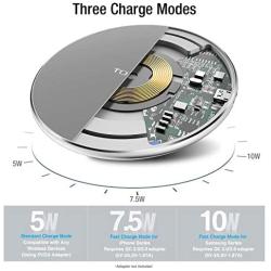 TOZO W1 Wireless Charger Thin Aviation Aluminum Computer Numerical Control Technology Fast Charging Pad Gray (NO AC Adapter)