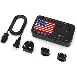 Tryace Step Down 220v to 110v Voltage Converter International Power Travel Adapter with 4-Port USB in UK/US/AU/EU More Than 150 Countries Over The World (Black)
