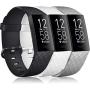 Pack 3 Silicone Bands Compatible for Fitbit Charge 4 / Fitbit Charge 3 / Charge 3 SE Replacement Wristbands for Women Men Small Large(Without Tracker) (Small: for 5.5''-7.1'' Wrists, Black+White+Grey)