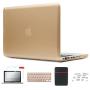 Se7enline MacBook Pro Case Accessories 5 in 1 Bundle Compatible with MacBook Pro 13 in A1278 Matte Hard Case Soft Sleeve Bag, Silicone Keyboard Cover, LCD Screen Protector, Dust Plug, Metallic Gold