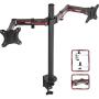 DESINO Dual Monitor Stand- Fully Adjustable Monitor Arm Desk Mount Heavy Duty Fit 2/Two LCD Screens up to 32 Inch, Mechanical Warfare Red