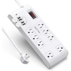 BESTEK 8-Outlet 6 Feet Extension Cord Power Strip with USB 15A 1875W Surge Protector with 5V 4.2A 4 USB Charging Port Desktop Charging Station,600Joule,Ultra-Compact Wide Spaced Outlet for Large Plug