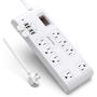 BESTEK 8-Outlet 6 Feet Extension Cord Power Strip with USB 15A 1875W Surge Protector with 5V 4.2A 4 USB Charging Port Desktop Charging Station,600Joule,Ultra-Compact Wide Spaced Outlet for Large Plug