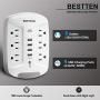 BESTTEN Wall Outlet USB Charger with LED Night Light and Surge Protector (1080 Joules), 4 USB Ports (5V/4.2A), 6 AC Outlets (15A/125V/1875W), Photocell Night Light, ETL Listed, White