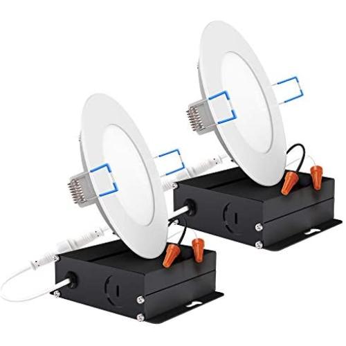 Sunco Lighting 2 Pack 4 Inch Slim LED Downlight with Junction Box, 10W=60W, 650 LM, Dimmable, 5000K Daylight, Recessed Jbox Fixture, Simple Retrofit Installation - ETL & Energy Star
