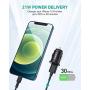 USB C Car Charger, AUKEY 21W Car Charger Compatible with iPhone 12 Mini/12 Pro/12 Pro Max with Power Delivery 3.0,Cigarette Lighter USB Charger,Samsung,AirPods, iPad, Google Pixel 5, Nintendo Switch