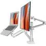 Viozon Monitor and Laptop Mount, 2-in-1 Adjustable Dual Monitor Arm Desk Stand, Single Gas Spring Arm with Laptop Tray for 12-17'' Laptop Single Arm Stand/Holder for 17-32'' Monitor(3L proS)