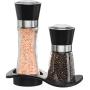 Salt and Pepper Shakers - Salt n Pepper Grinder Set, Adjustable Grind Coarseness, Stylish Base, Premium Brushed Stainless Steel Top, Great Christmas Mother’s Day Gift Idea (S&P Large Small)