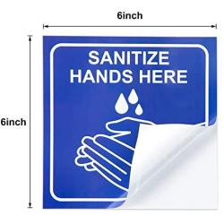 10 Pieces Sanitize Hands Here Signs Stickers Use Hand Signs 6 x 6 Inch Quality Self-Adhesive Vinyl, Laminated for UV, Scratch, Water, Weather and Fade Resistance, Indoor and Outdoor