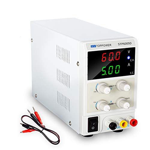STP6005D DC Power Supply Adjustable (0-60V 0-5A), Precision DC Regulated Power Supply with 3 bits Digit LED Display,Stable and Protective,Alligator Lead Included.
