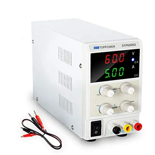STP6005D DC Power Supply Adjustable (0-60V 0-5A), Precision DC Regulated Power Supply with 3 bits Digit LED Display,Stable and Protective,Alligator Lead Included.