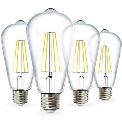 Sunco Lighting 4 Pack ST64 LED Bulb, Dimmable, Waterproof, 8.5W=60W, 3000K Warm White, Vintage Edison Filament Bulb, 800 LM, E26 Base, Restaurant or String Lights - UL