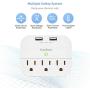 Multi Plug Outlet Extender with USB, Wall Charger with 3 Outlets 2 USB Ports, Multi Wall Outlet Adapter Power Strip for Home Office Travel