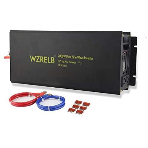 WZRELB Power Inverter 2000w Pure Sine Wave Inverter 24v 120v DC AC Converter