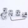 Taiss 5Pcs Silver 4mm(0.16″) Bore 20 Teeth GT2 Belt Pulley for 3D Printer 6mm Width 20T Timing Belt Aluminum Belt Pulley (Screw Wrench Included) F020-W-4