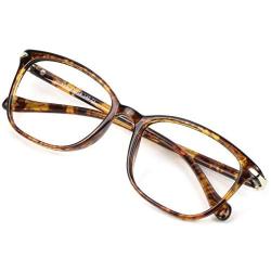 VisionGlobal Blue Light Blocking Glasses for Women/Men, Anti Eyestrain, Computer Reading, TV Glasses, Stylish Square Frame, Anti Glare(Tortoise,+3.75 Magnification)