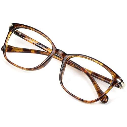 VisionGlobal Blue Light Blocking Glasses for Women/Men, Anti Eyestrain, Computer Reading, TV Glasses, Stylish Square Frame, Anti Glare(Tortoise,+3.75 Magnification)