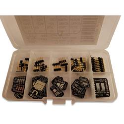 Stargazer 25 Piece Dual Sided SMD to DIP Variety Pack with 40 Fitted Gold Plated Headers [SOIC/TSSOP-8/16, DPAK, D2PAK, SOT-23, SC-59, TO-236, TO-252, TO-263, SOT-89, SOT-223, 0405, 0603, 0805,1206]