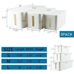 YaeCCC Cable Management Organizer Box Power Strips Hider Power Cords Hider for Desk, TV, Computer, USB Hub,Cords (Set of Three) White