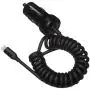 Amazon Basics Coiled Cable Lightning Car Charger, 1.5 Foot, Black