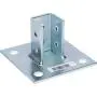 Morris Products 17454 Post Base Channel 4 Hole Square – For 1-5/8” Strut – Side Orientation, Galvanized Steel – 6” x 6” Base – Secures Strut Assembly to Floors, Surfaces