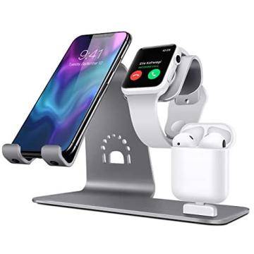 Bestand 3 in 1 Stand Holder for iPhone Mobile Phone iWatch and Charging Stand for Airpods Only, Grey (Patented, Airpods Charging Case NOT Contained)