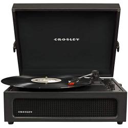 Crosley CR8017A-BK Voyager Vintage Portable Turntable with Bluetooth Receiver and Built-in Speakers, Black