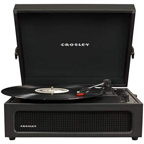 Crosley CR8017A-BK Voyager Vintage Portable Turntable with Bluetooth Receiver and Built-in Speakers, Black