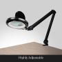 Brightech LightView Pro Magnifying Lamp & Table Clamp - Max Comfort - Pro Work Like Lash Extensions & Crafts - Durable Glass Magnifier with Bright LED Light - Dimmable & Adjustable Light Color