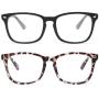 livho 2 Pack Blue Light Blocking Glasses, Computer Reading/Gaming/TV/Phones Glasses for Women Men,Anti Eyestrain & UV Glare (Matte Black+Leopord)